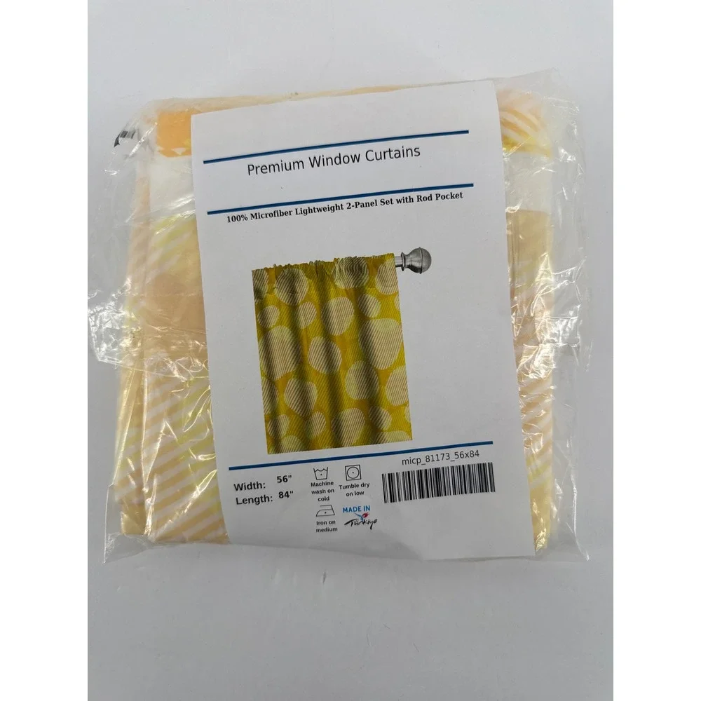 Ambesonne Yellow Striped Circle Window Curtains 2 Panel Set 56x84 Rod Pocket MCM